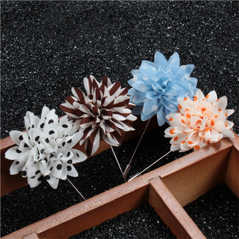 

Wholesale Brooch 5Pcs/Lot Fabric Flower Brooch Pin Handmade Fabric Brooches Lapel Pin Men
