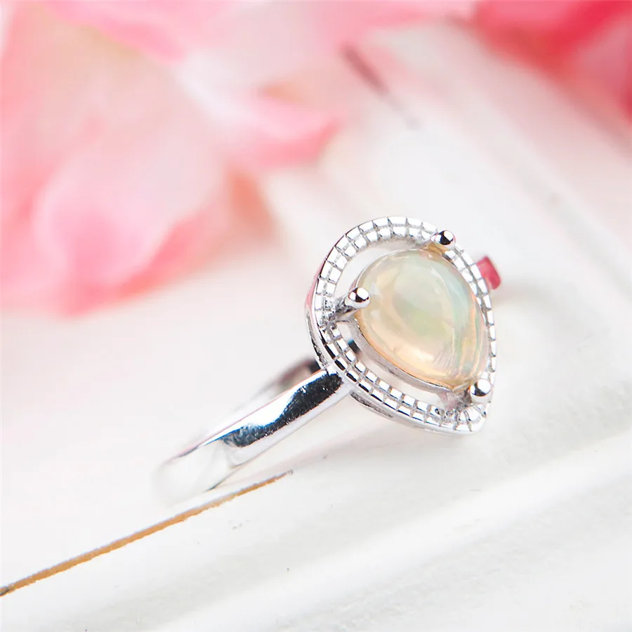 Женские свадебные кольца с натуральным опалом и камнем в форме сердца модные