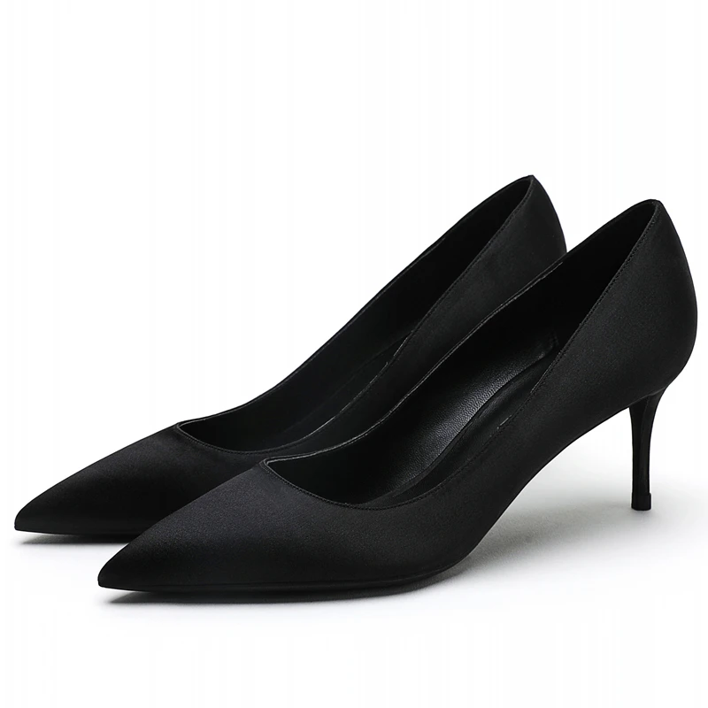 6cm Heel Height Элегантные женские туфли-лодочки высококачественные шелковые туфли с острым носком на высоком тонком каблуке 6 см, 8 см, 10 см, Классические Вечерние туфли для офиса женская обувь зеленого цвета, E0041 - Цвет: 6cm Heel Height