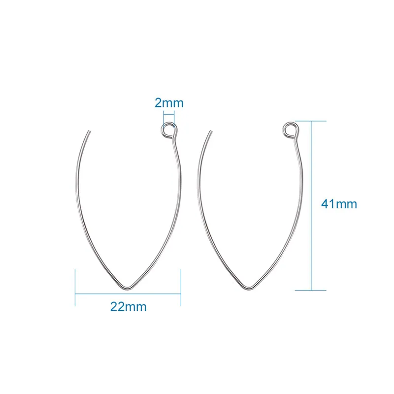 Застежки-крючки для сережек из нержавеющей стали 304 фурнитура размеры 41x22x1 мм