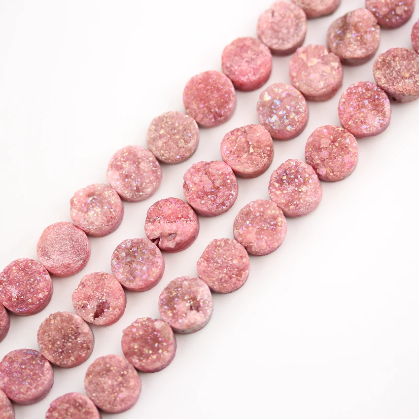 10 мм красная Druzy центр просверленная плита в форме монет амулеты для браслета 20