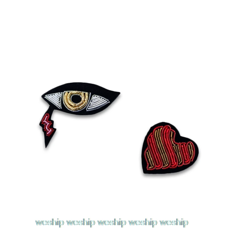 Сделай Сам новинка 3D Ручная вышивка значки глаза/любовь металлическая проволока