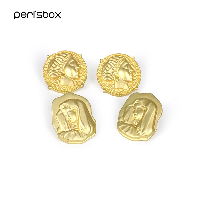 Женские серьги пусеты Peri'sBox металлические золотого цвета с