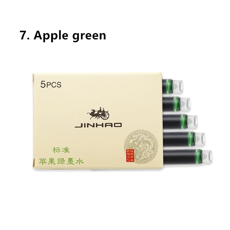 apple green 5 шт. чернильный картридж для перьевая ручка Jinhao универсальные чернила Канцтовары офисный школьный аксессуары FB294 - Цвет: apple green