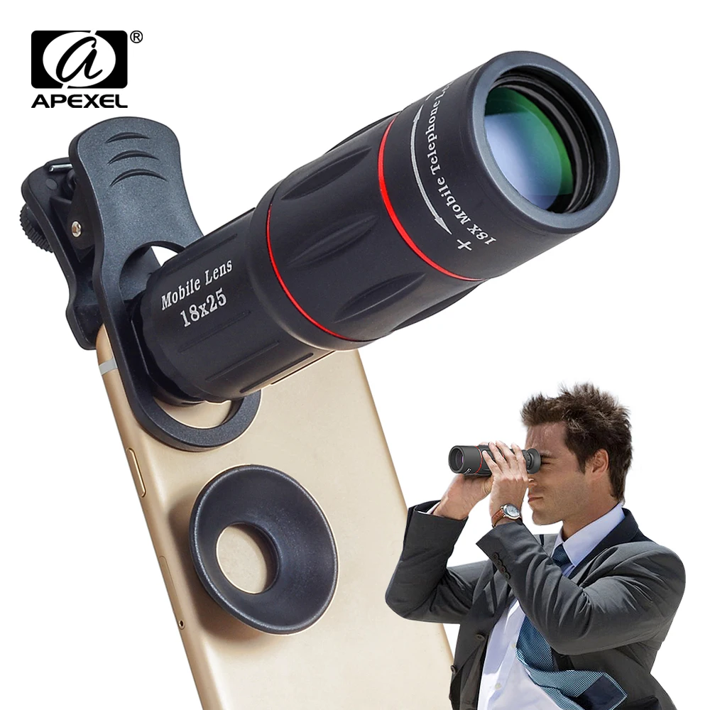 

APEXEL 10pcs/lot 18X Telescope Zoom Mobile Phone Lens for iPhone Samsung Smartphones with tripod 18XTZJ