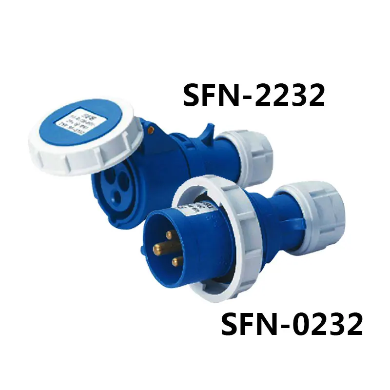

32A 3 pole connector Industrial male&female plugs SFN-0232/SFN-2232 waterproof IP67 220-240V~3P+E