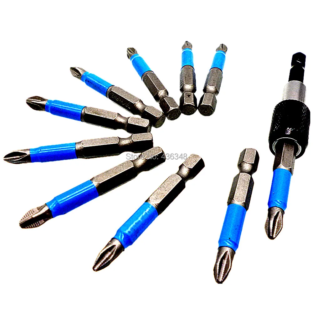 

1/4" Hex Shank Quick Release Electric Drill Magnetic Screwdriver Bit Holder 60mm with 10pcs 50mm Phillips PH2 Screwdriver Bits