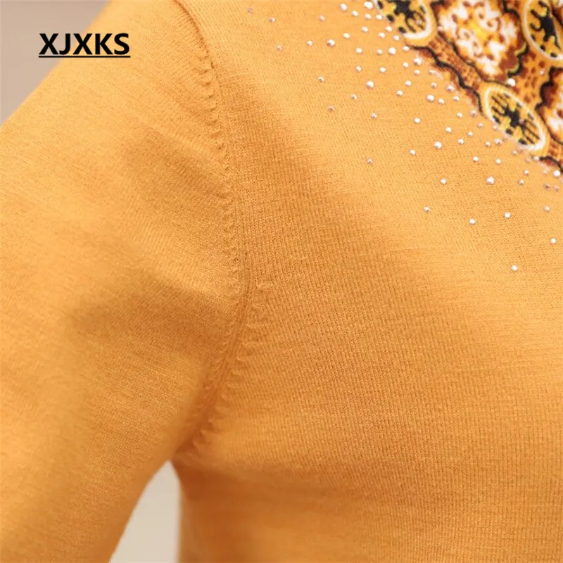 XJXKS New 2020 fashion autumn and winter warm knitted pullover long-sleeved factory-direct-clothing women Christmas sweater | Женская
