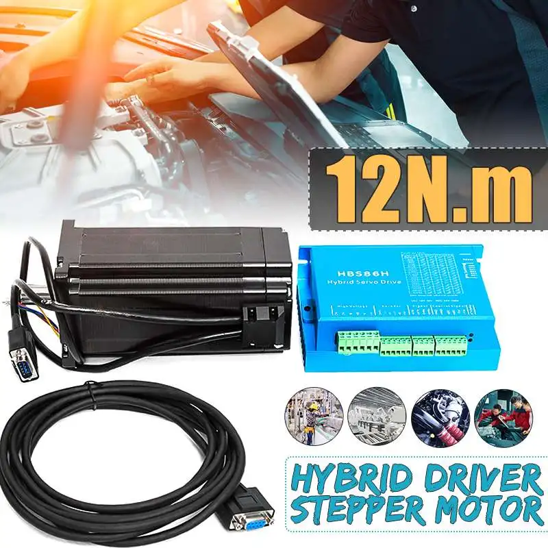 

NEMA34 12N.m 6A Closed Loop CNC Stepper Motor Driver Encoder 1000rpm Hybrid Servo 86HBSE12N-B32 Motor + HBS86H Diver Set