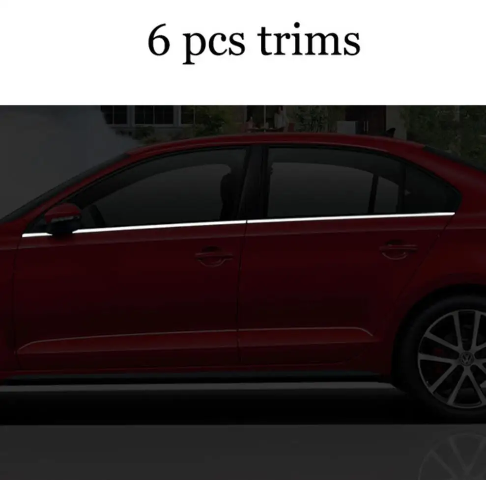 6 pcs trims Накладки на внешнее окно из нержавеющей стали для volkswagen jetta mk6 2012 2013 автомобильные аксессуары - Цвет: 6 pcs trims
