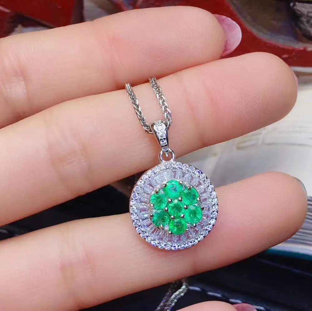 Sale11.11 Классическая зеленая изумрудная подвеска реальный драгоценный камень