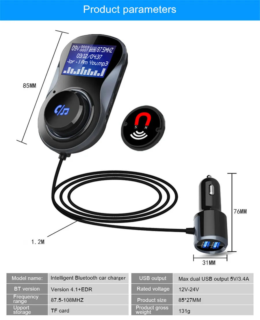 Автомобильный MP3-плеер Bluetooth автомобильное зарядное устройство для автомобиля fm-пусковое устройство Bluetooth Радио FM передатчики для автомобилей Aux зарядное устройство BC30