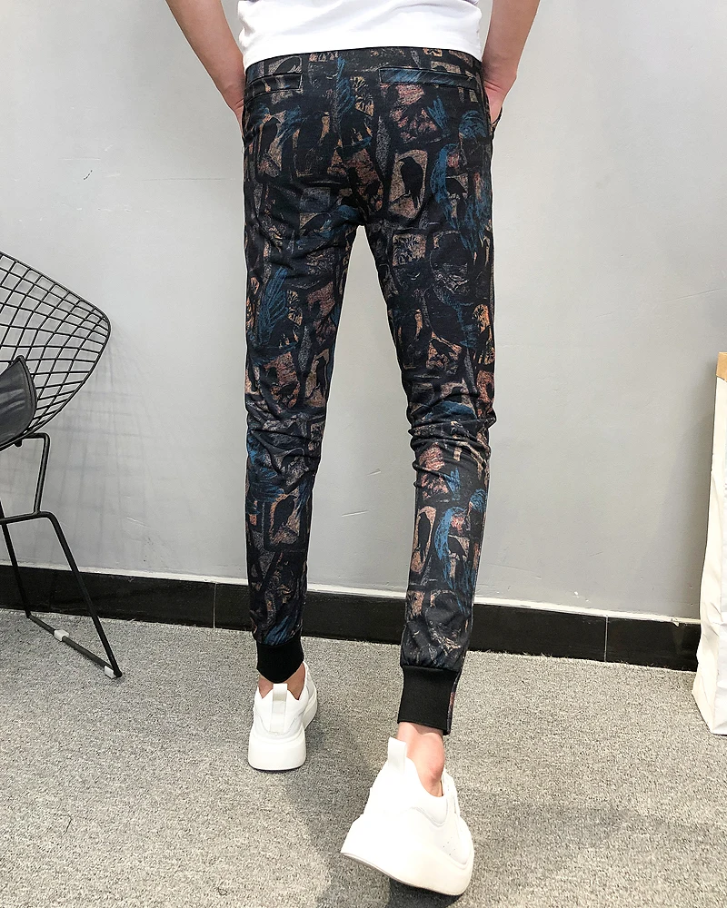 Летние модные брендовые новые Pantalon Hombre мужские штаны для бега, повседневные облегающие штаны до щиколотки с принтом, шаровары, мужские брюки