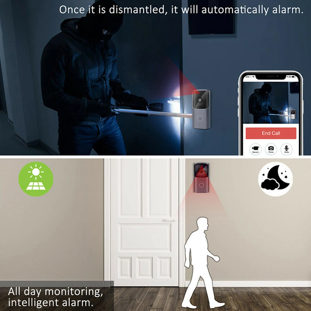 Беспроводной Wifi дверной звонок камера видео рекордер умный HD 720P ИК сигнализация