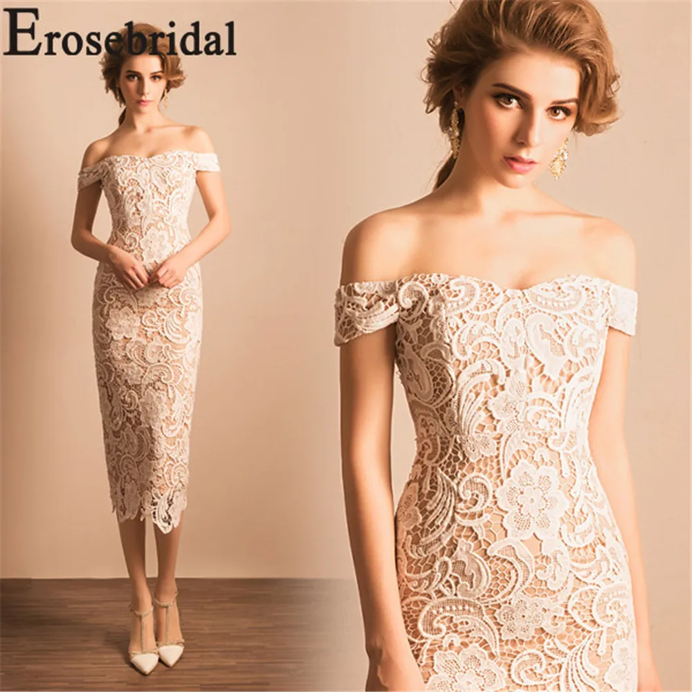Женское кружевное платье Erosrbridal длиной до колена с молнией на спине 2019|Платья
