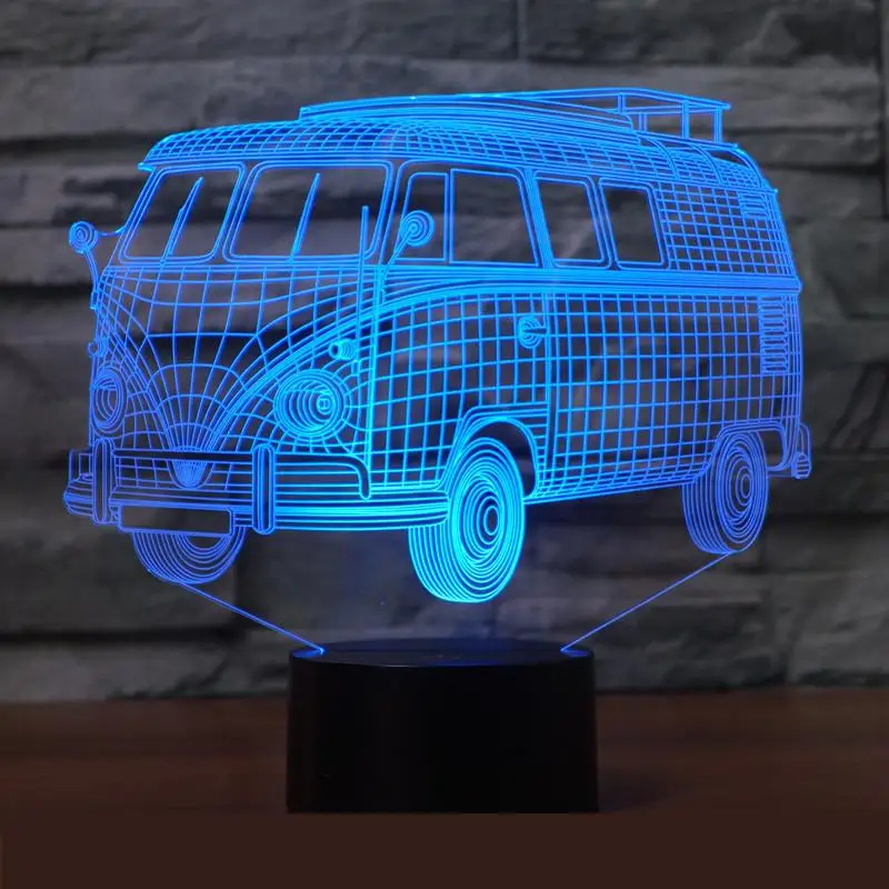 

New Buses 3d Lights Luminaria Led Novelty Led Night Light Led 7Colorful Remote Control3d Lights Acrylic Visual Light