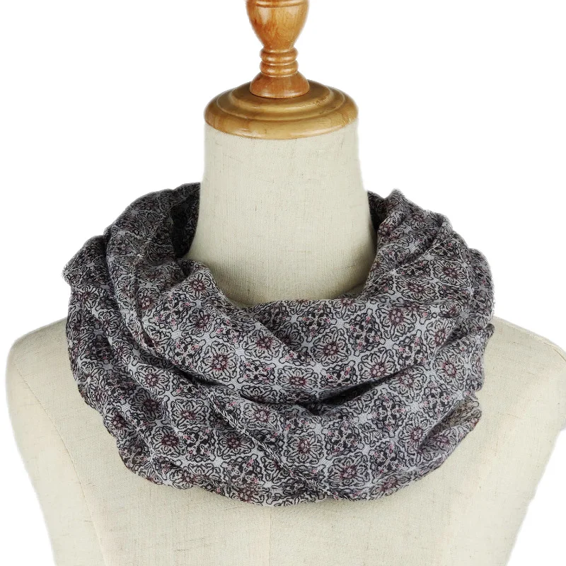 2019 Осень Зима Женский Теплый бесконечный Шарф Модный цветочный принт кольцо