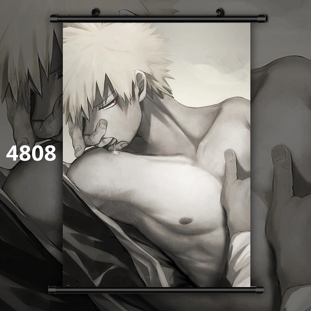 4808 Boku no My Hero Academy Bakugou Katsuki Todoroki Shoto Midoriya Izuku Аниме Манга настенный плакат свиток D - Цвет: 4808