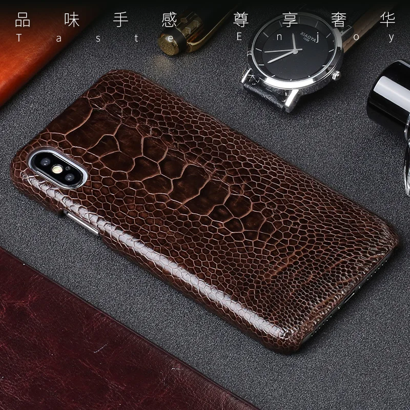 

Luxury Natural Ostrich skin case For iPhone X XR XS 13 12 pro max Genuine leather back cover For iphone 11 pro 8 Plus SE 2020