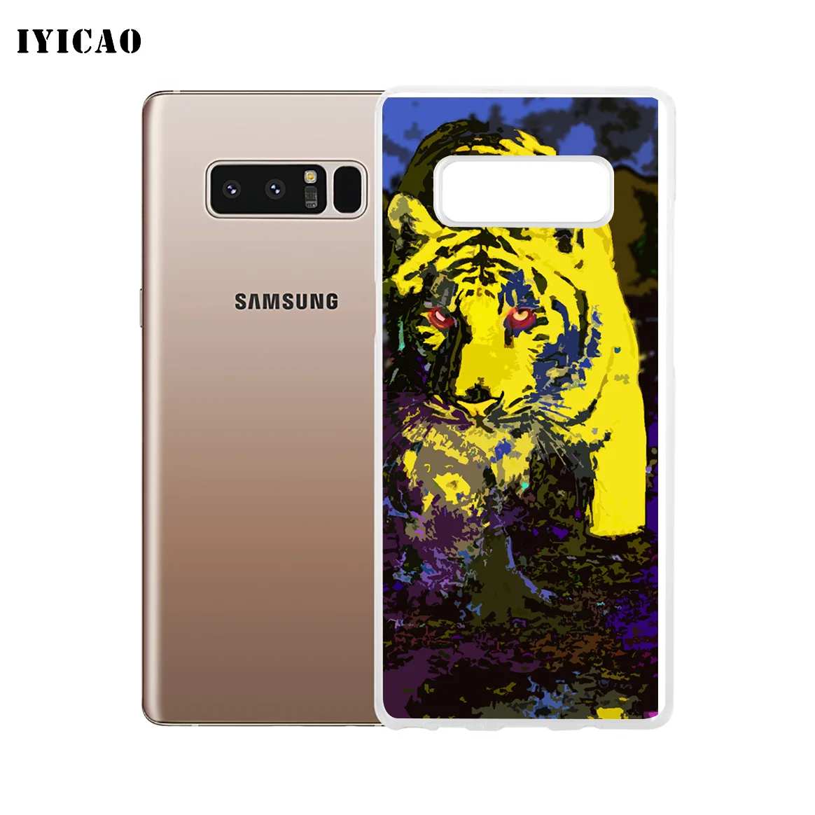 Мягкий силиконовый чехол IYICAO с неоновым тигром для Samsung A5 A6 Plus A7 A8 A9 J3 J5 J7 Note 8 9 из
