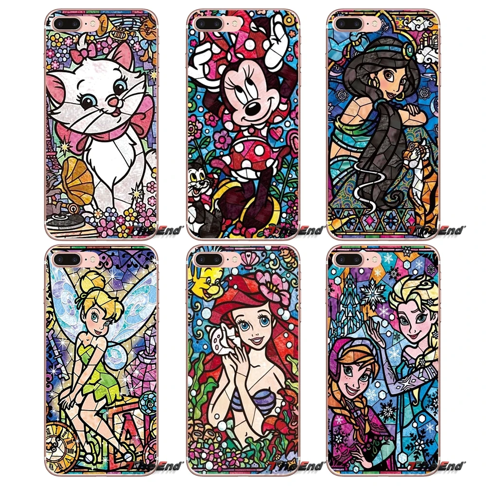 Чехол сказка цветное стекло Алиса Микки для iPhone X 4 4S 5 5S 5C SE 6 6S 7 8 Plus Samsung Galaxy J1 J3 J5 J7 A3