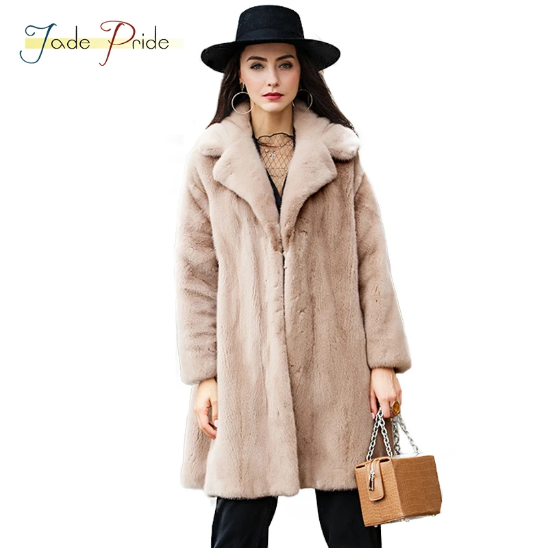 Реального норки Мех животных длинные Max парка 2017 женская обувь зима длинный рукав