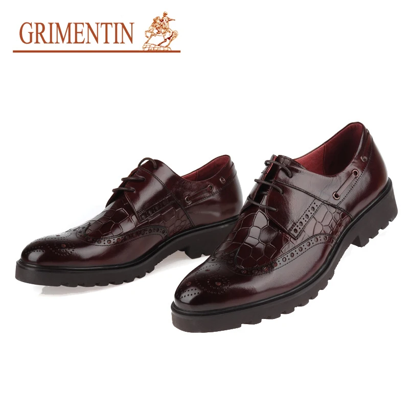 GRIMENTIN обувь мужчины роскошные кожаные формальные зашнуровать черный коричневый