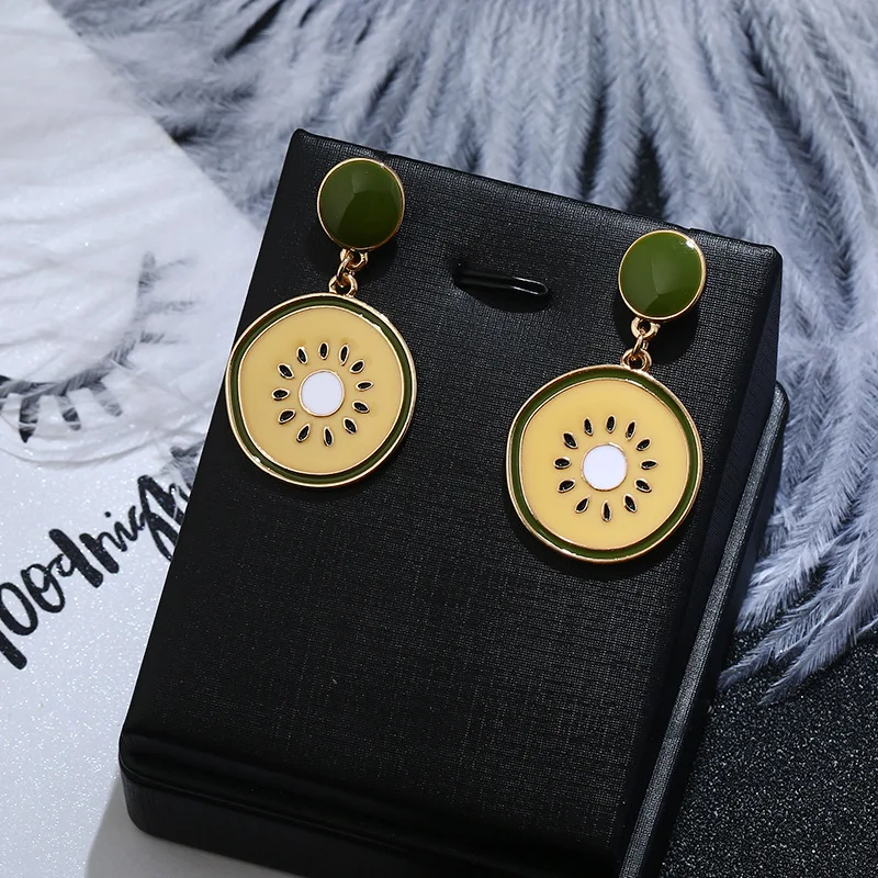 2017 элегантные милые висячие серьги с фруктами киви зеленые ювелирные изделия