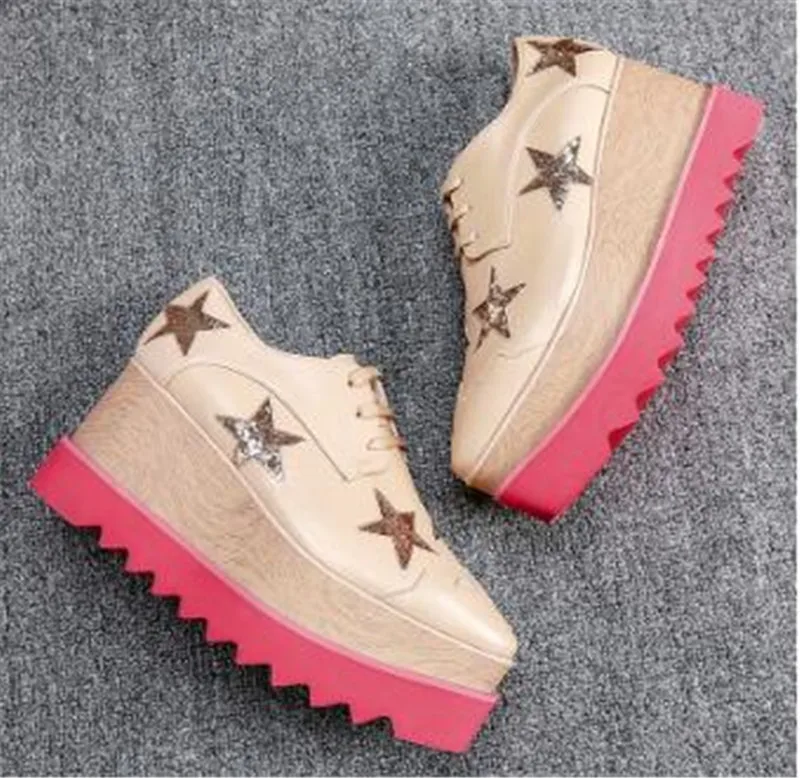 Кроссовки на плоской платформе; женская обувь; Повседневная обувь; zapatos mujer; Эспадрильи на толстой подошве с квадратным носком; Брендовая женская обувь; tenis feminino - Цвет: as pic
