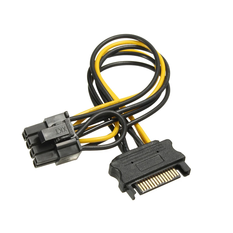 5 шт./лот 15pin мужской SATA к 8pin(6 + 2) PCI-E кабель питания 20 см двойной sata 8 стежков на