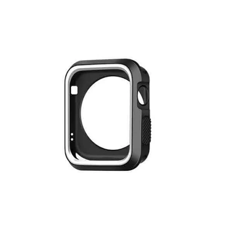 black white Чехол для apple watch 44 мм 40 мм iwatch 42 мм 38 мм Рамка Защитная силиконовая оболочка apple watch 4 3 5 2 аксессуары - Цвет ремешка: black white