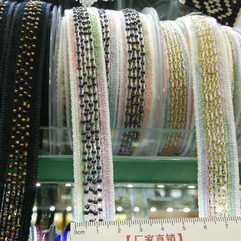 

1yards Woven Beaded Ribbon 20MM Width Webbing/Bias Binding Ribbons For Diy Bag Craft Beads Webbing