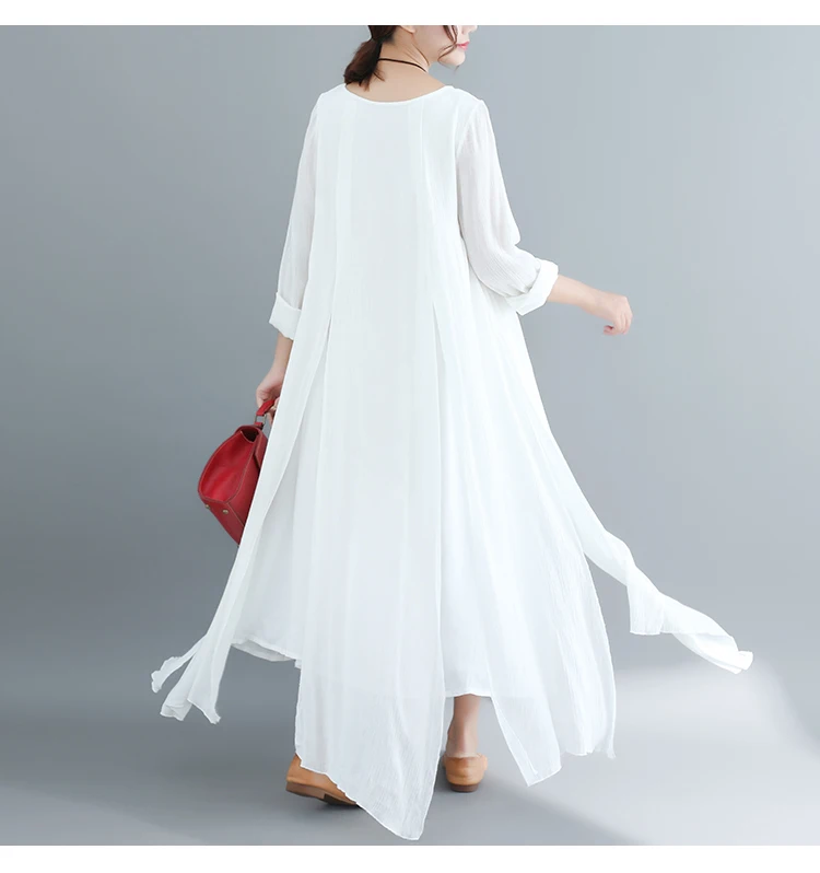 DIMANAF, женские длинные платья, хлопок, лен, элегантные, для девушек, Vestidos, осень размера плюс, женская одежда, свободное, соединенное, винтажное платье