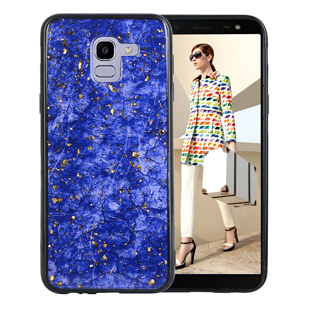 Блестящий Мраморный чехол из фольги для Samsung Galaxy J4 J6 Plus 2018 блестящий мягкий ТПУ J8