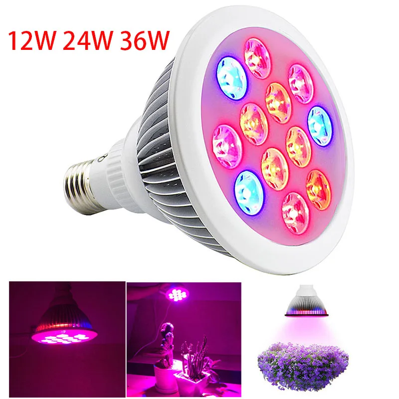 12 Вт 24 36 Светодиодный растительный светильник лампа E27 SMD растущий s Гидропоника