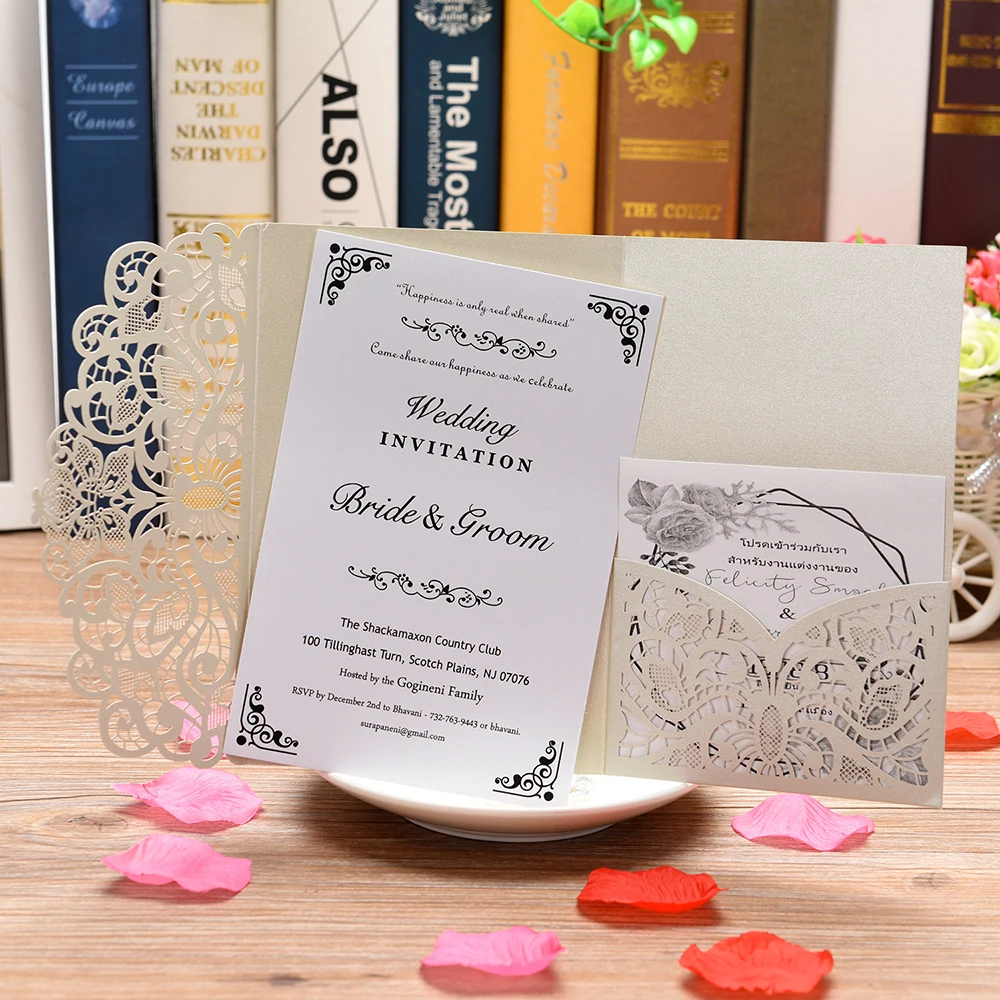 10 шт. жемчужные бумажные цветочные свадебные приглашения Пригласительные