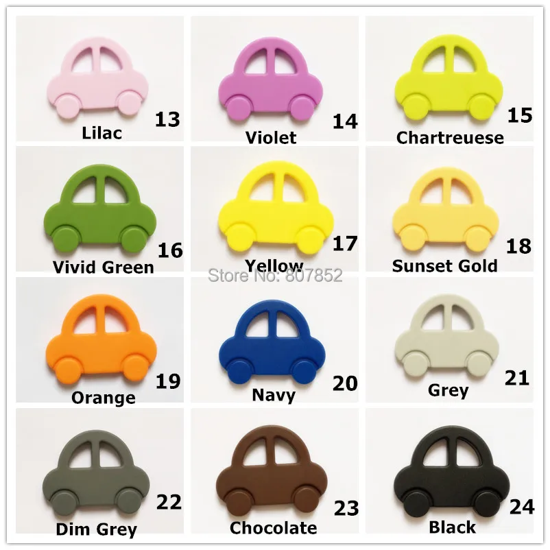 Chenkai 20PCS BPA Free Safe Silicone Car Teether DIY Baby Pacifier Dummy Teething Chewable Pendant Nursing Toy Accessories