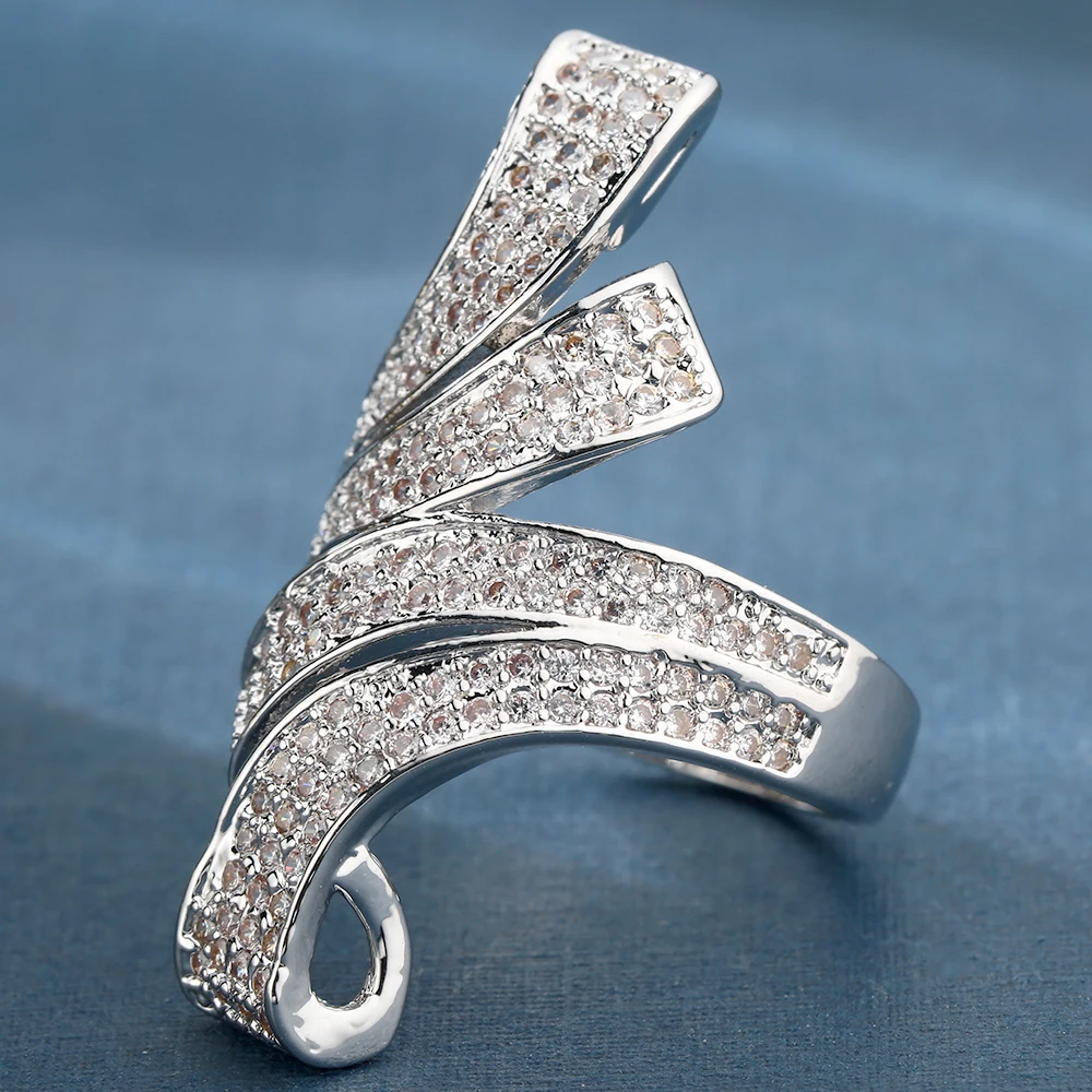 Винтажные большие кольца с кристаллами Остин и фианитом геометрический дизайн