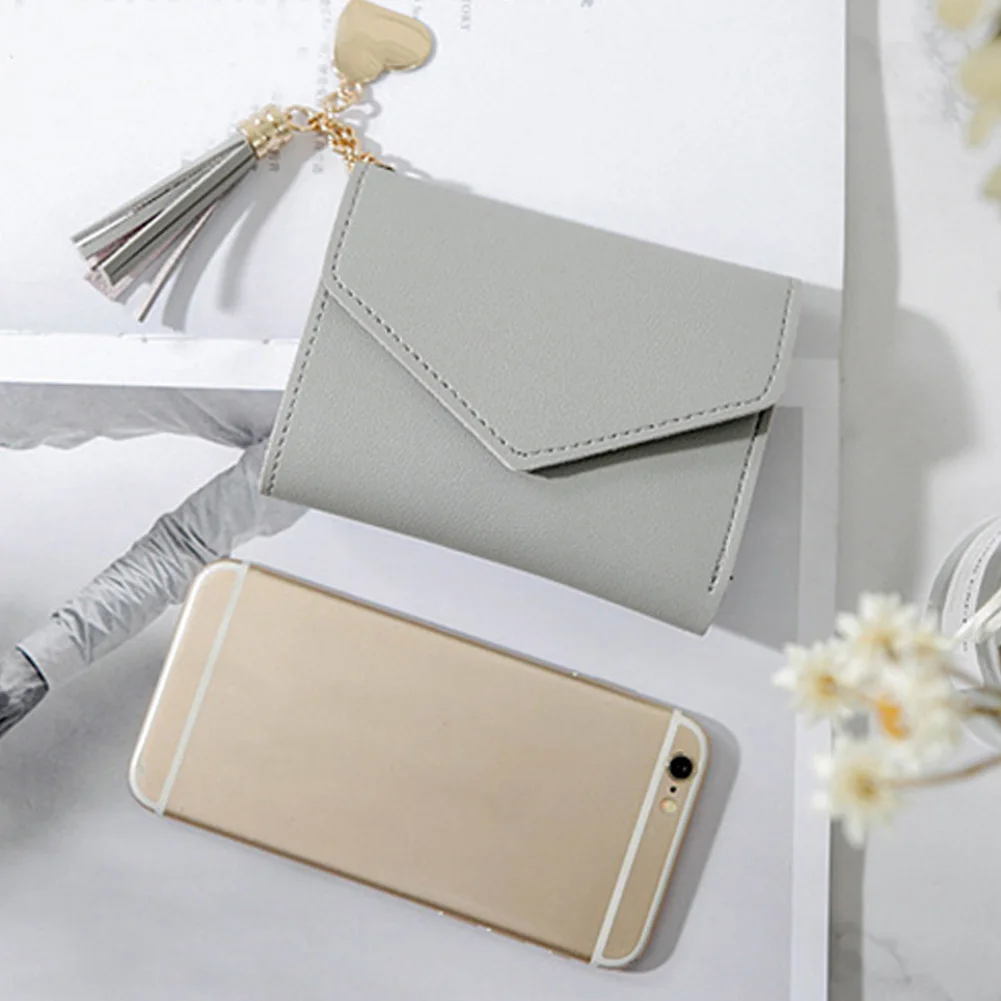 Женские сумочки кошелек с кисточками модный однотонный короткий застежкой на