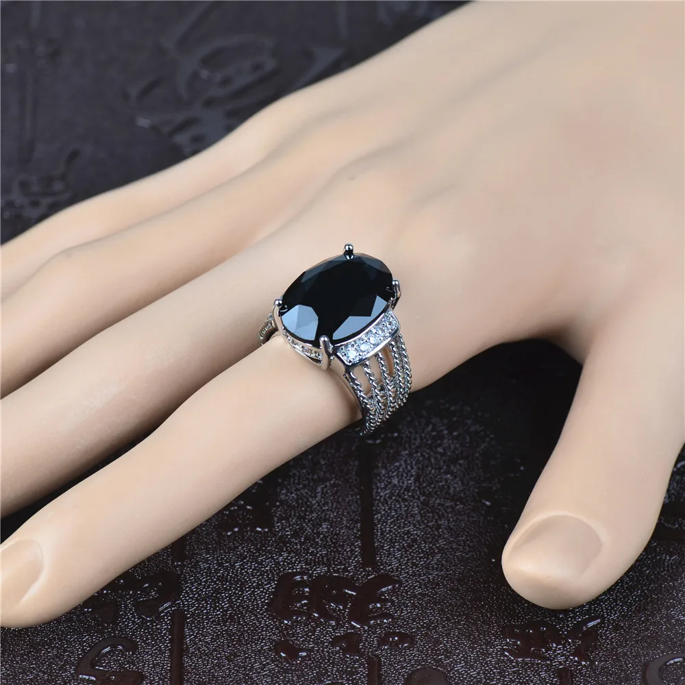 

New Stylish Engagement Claws Hot Sale Design Rings For Women AAA Black Zircon Cubic elegant rings Female Wedding jewerly J02279