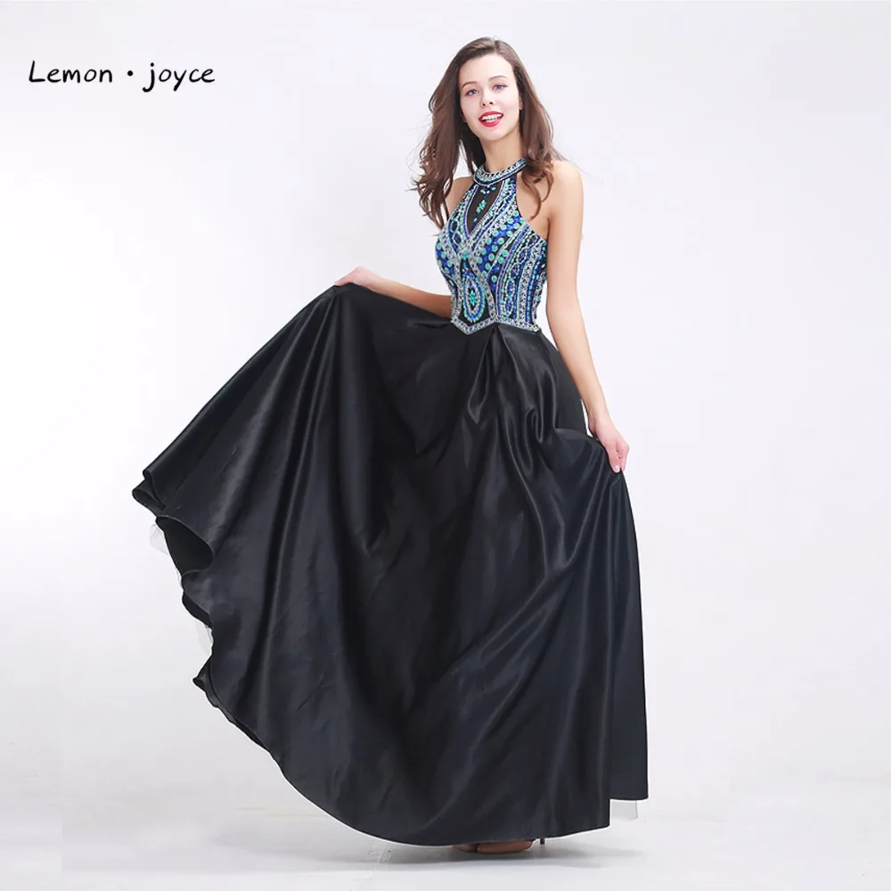 Женское вечернее платье Lemon joyce длинное черное на бретельках без рукавов с