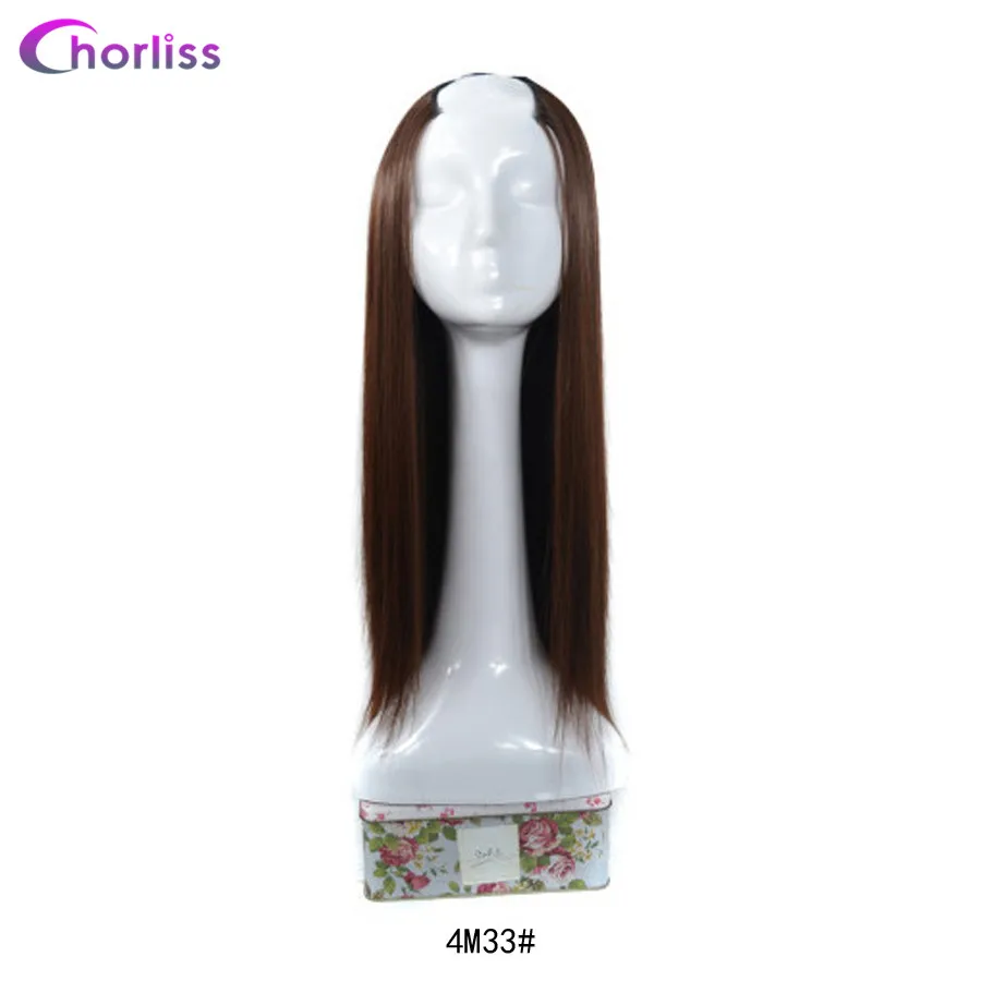 Chorliss 24 ''длинные прямые синтетические u-образные волосы парик для женщин Омбре u-часть клип в наращивание волос синий черный шиньон