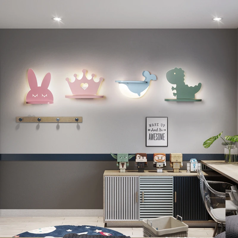 

LICAN Cartoon cute Wall Sconce Lights for Bedside Baby room Princess Prince boys girls wall lamp Modern LED Wall lamp for home