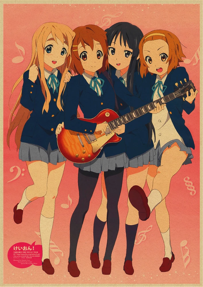 K-ON плакат из крафт-бумаги стикер стены японского аниме плакат из крафт-бумаги s домашний декор комнаты крафт-бумаги наклейки на стену - Цвет: Серый