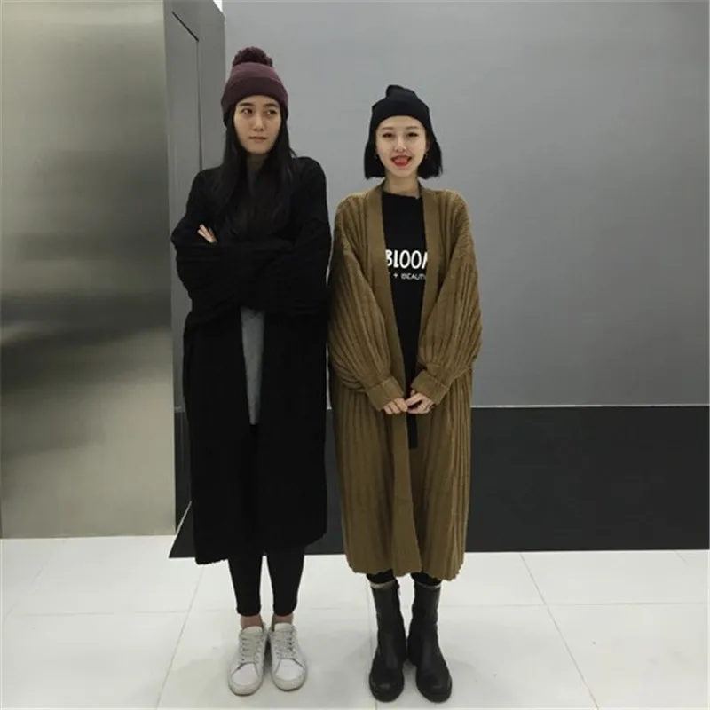 Neploe Solid Loose Long Sweater Women Sleeve Korean Cardigan 2021 Autumn Winter Knitted V-neck Fashion Sueter Mujer 68046 |
