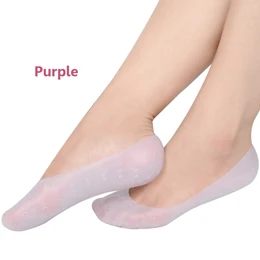 Purple Sunvo силиконовые носки с гелевой подошвой мягкая защита для Для женщин Для мужчин которого сухой твердой, потрескавшейся кожи плавное увлажнение носка стельки колодки - Цвет: Purple