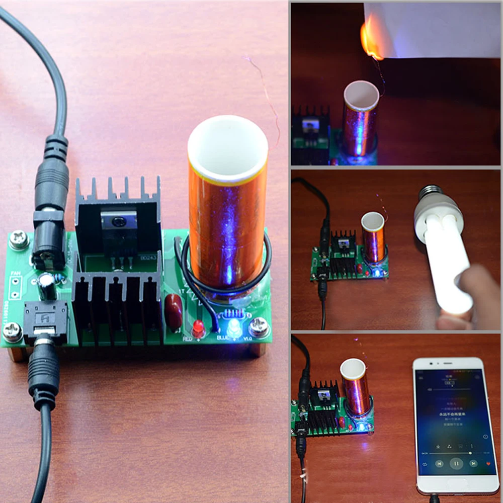 CNIKESIN катушки DIY Mini Tesla комплект 15 Вт мини катушка для прослушивания музыки