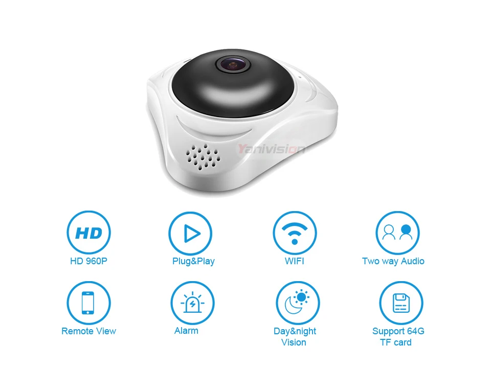 Yoosee HD 3MP 960 P камера VR WiFi 360 панорамный двухстороннее аудио IP рыбий глаз ночное