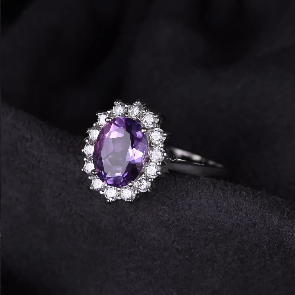 Jewelrypalace Принцесса Диана Уильям Кейт Миддлтон 1.8ct Природный аметист Обручение Halo