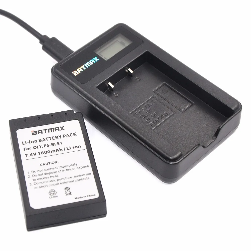 1 шт. батарея Batmax PS BLS1 + ЖК Зарядное устройство USB для Olympus E 400 410 420 450 600 620 ручка P1 P2 P3